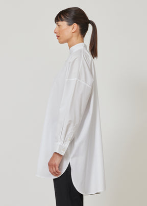wide a-line collarless classic shirt - long plus