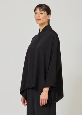 wide A-line shirt with chinese collar - mid plus