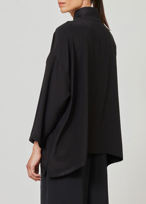 silk wide a-line shirt with chinese collar - mid plus
