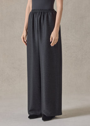 midweight silk plisse flared trouser (black)