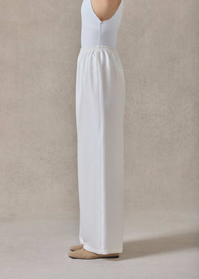 midweight silk plissé flared trouser (white)