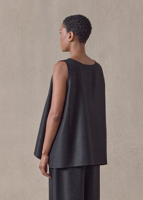 midweight silk plissé a-line shell - mid plus (black)