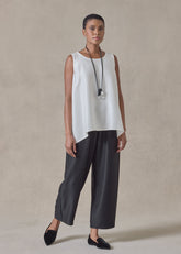 midweight silk plissé a-line shell - mid plus (white)