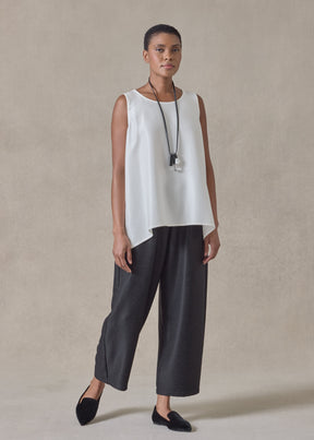 midweight silk plissé a-line shell - mid plus (white)