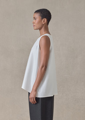 midweight silk plissé a-line shell - mid plus (white)