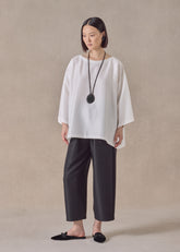 midweight silk plisse a-line scoop neck top - mid plus (white)