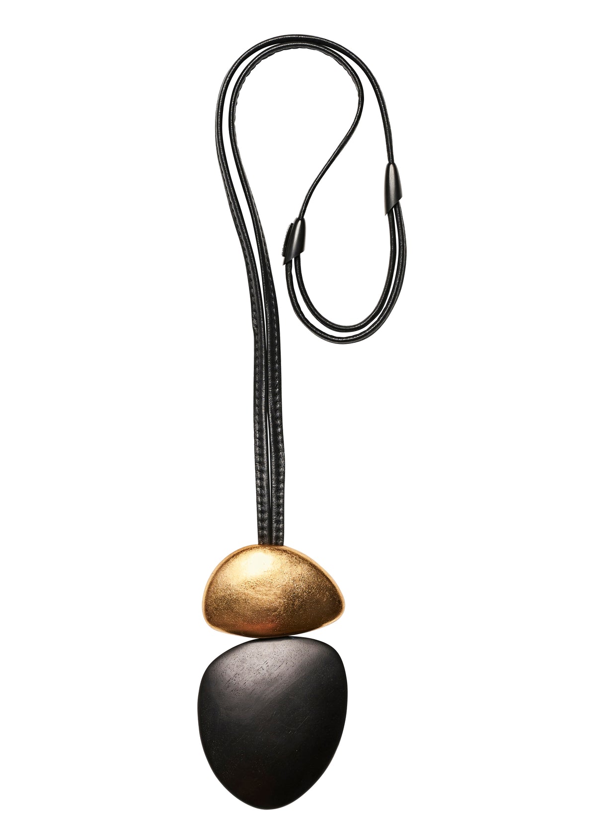 wooden two part pendant with gold detail