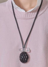 carved 'pineapple' kamagong & crystal pendant