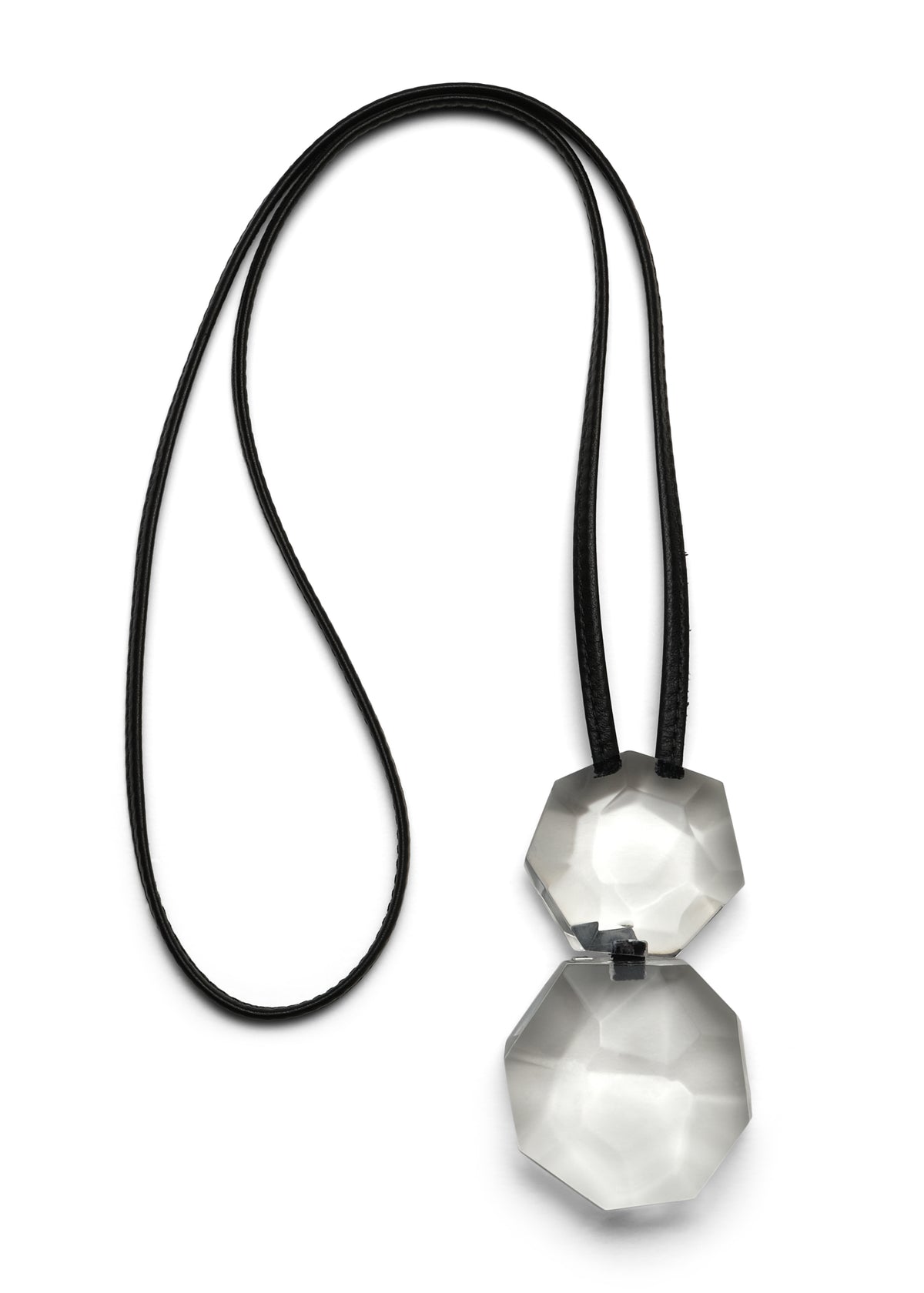 spherical two part faceted clear pendant