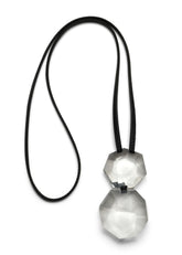 spherical two part faceted clear pendant