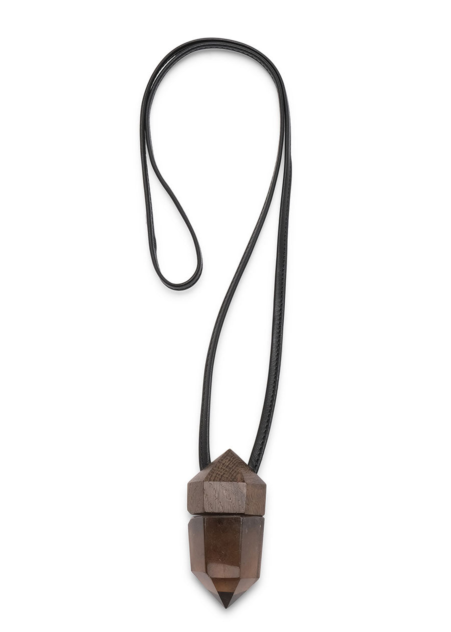 citrine and bog oak pendant