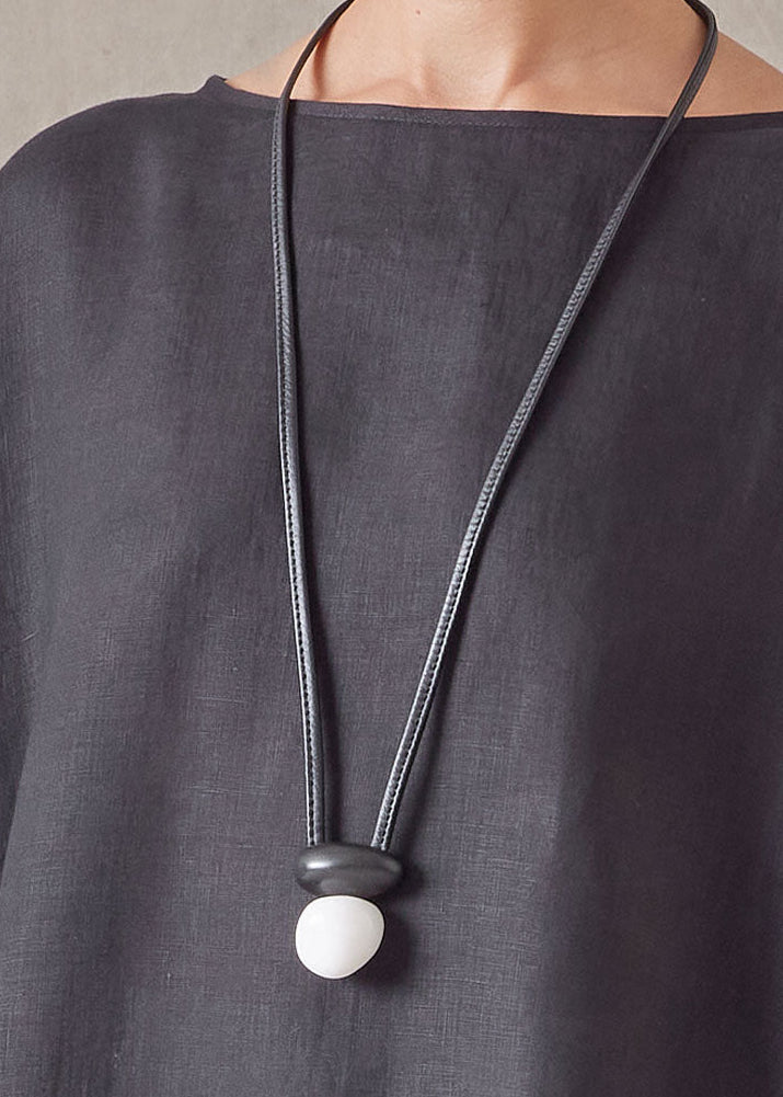 black and white gemstone pendant