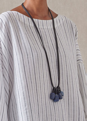 five piece leather strung lapis lazuli necklace