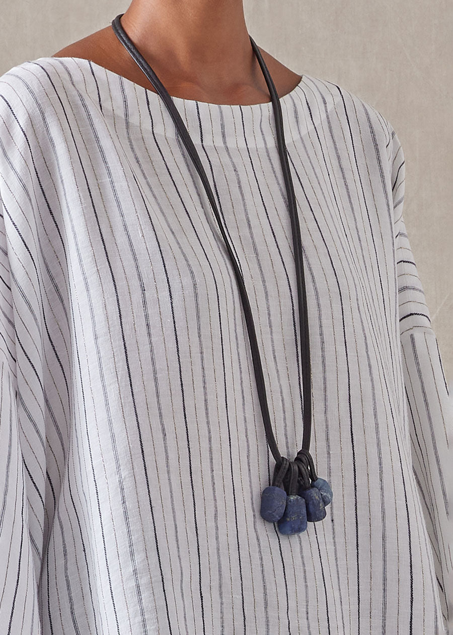 five piece leather strung lapis lazuli necklace