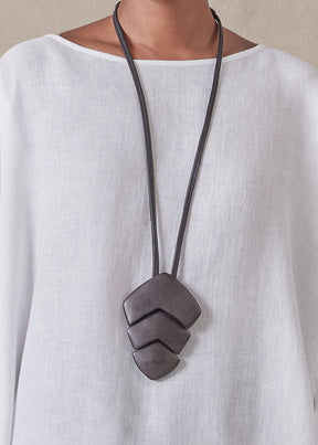 wooden tri part interlocking diamond pendant