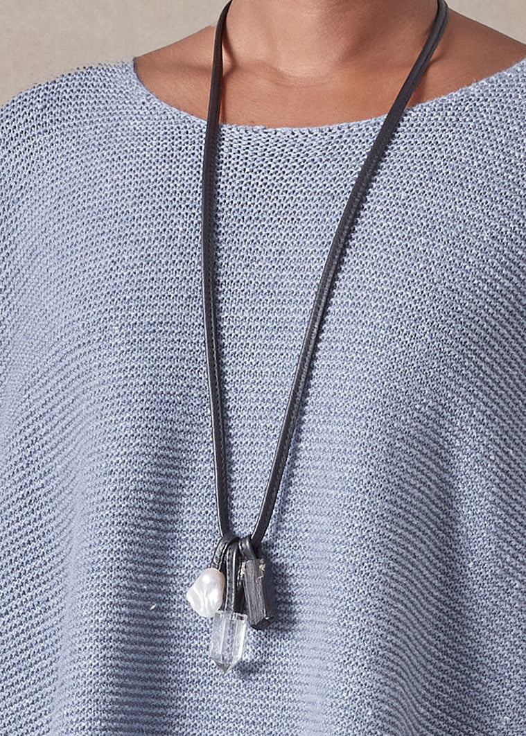 triple drop pendant with mixed elements