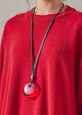 hand shaped coloured disc pendant (red)
