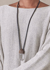 mountain crystal and ancient bog oak pendant