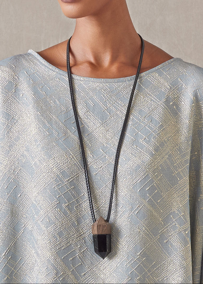 citrine and ancient bog oak pendant