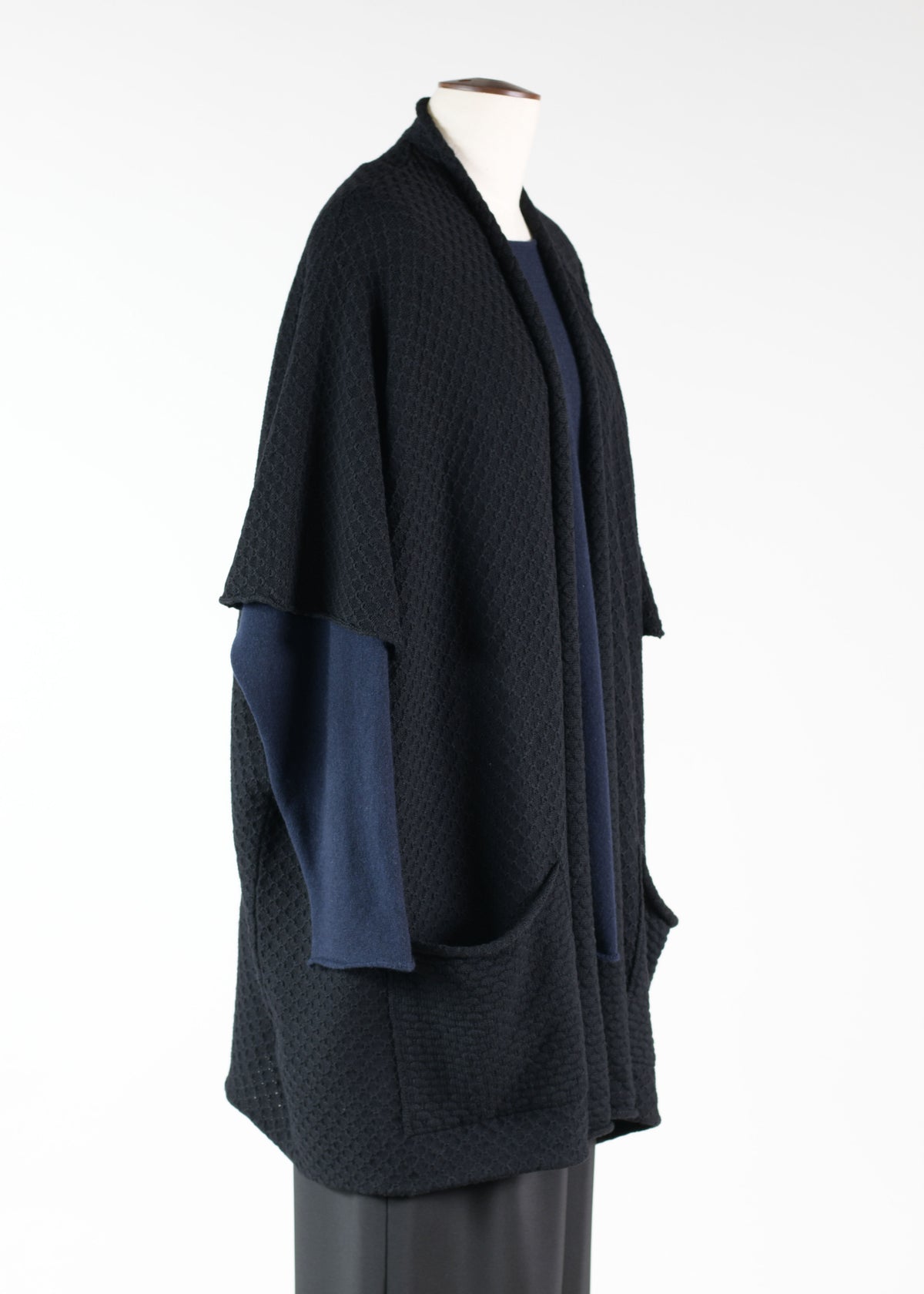 merino wide rolling front tabard - long plus