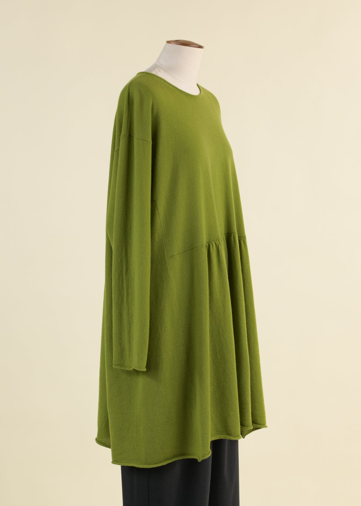 knitted a-line bateau neck tunic with pleat panels - long plus
