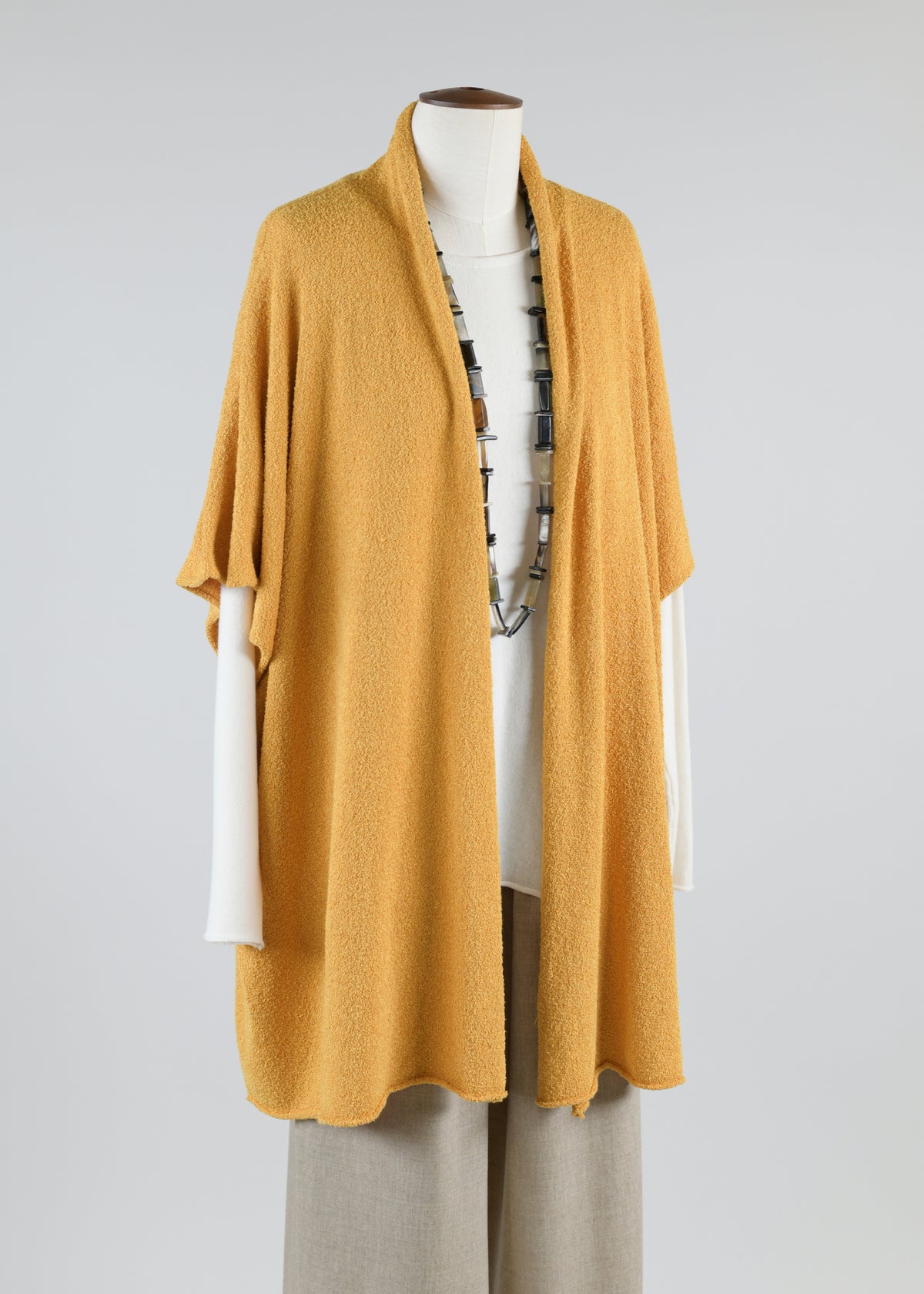 wide sleeveless shawl collar cardigan - long