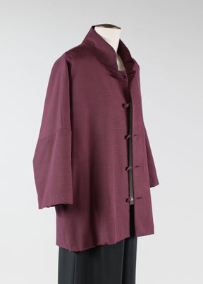 silk sloped shoulder chinese collar jacket with back button detail - long (3/4 sleeve)
