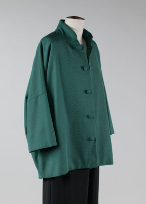 silk sloped shoulder chinese collar jacket with back button detail - long (3/4 sleeve)