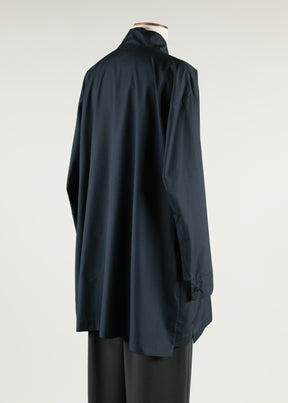 slim a-line chinese collar shirt with step insert long plus