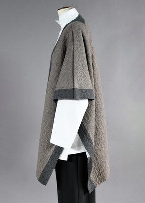 cashmere extra wide longer back  knit tabard with edge detail - long