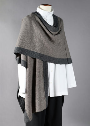 cashmere extra wide longer back  knit tabard with edge detail - long
