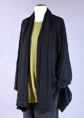 wide square extended shawl collar cardigan coat - long