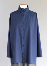 cotton slim a-line shirt w/two collar & stepped in -long