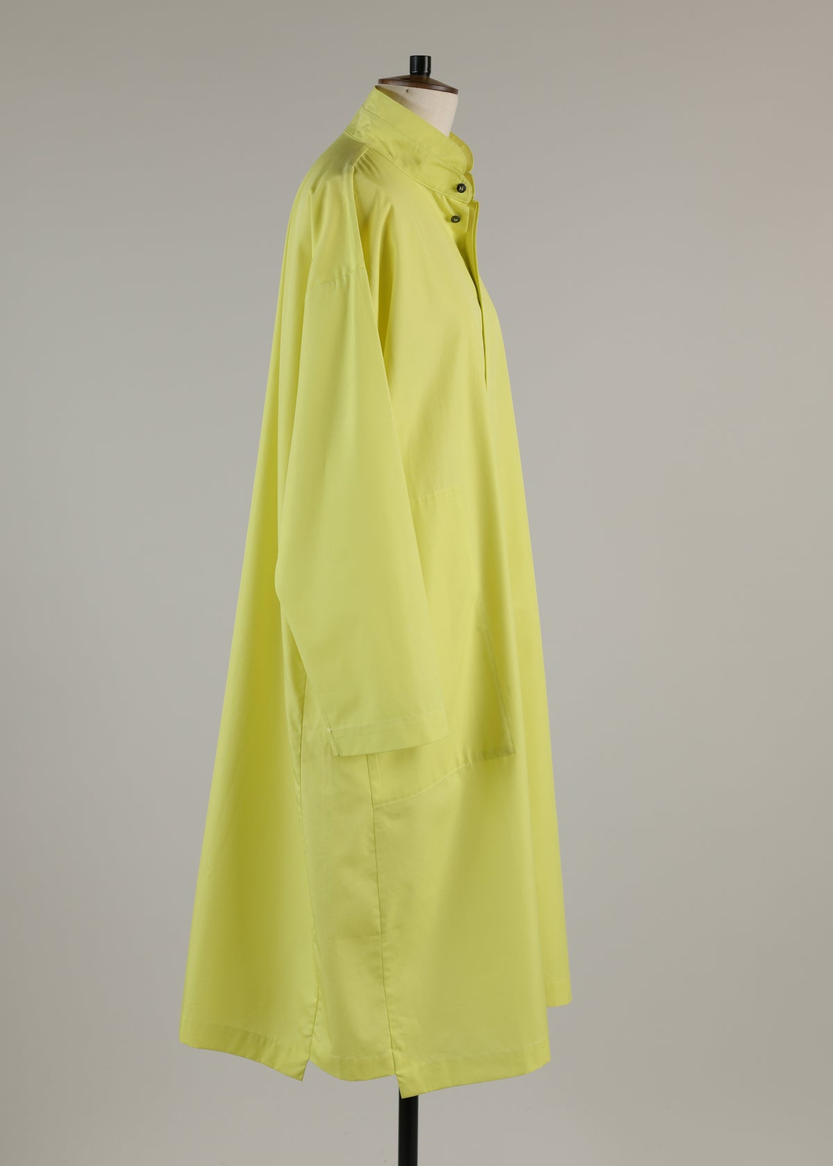 slim a-line double stand collar shirt dress with stepped inserts - 3/4 length