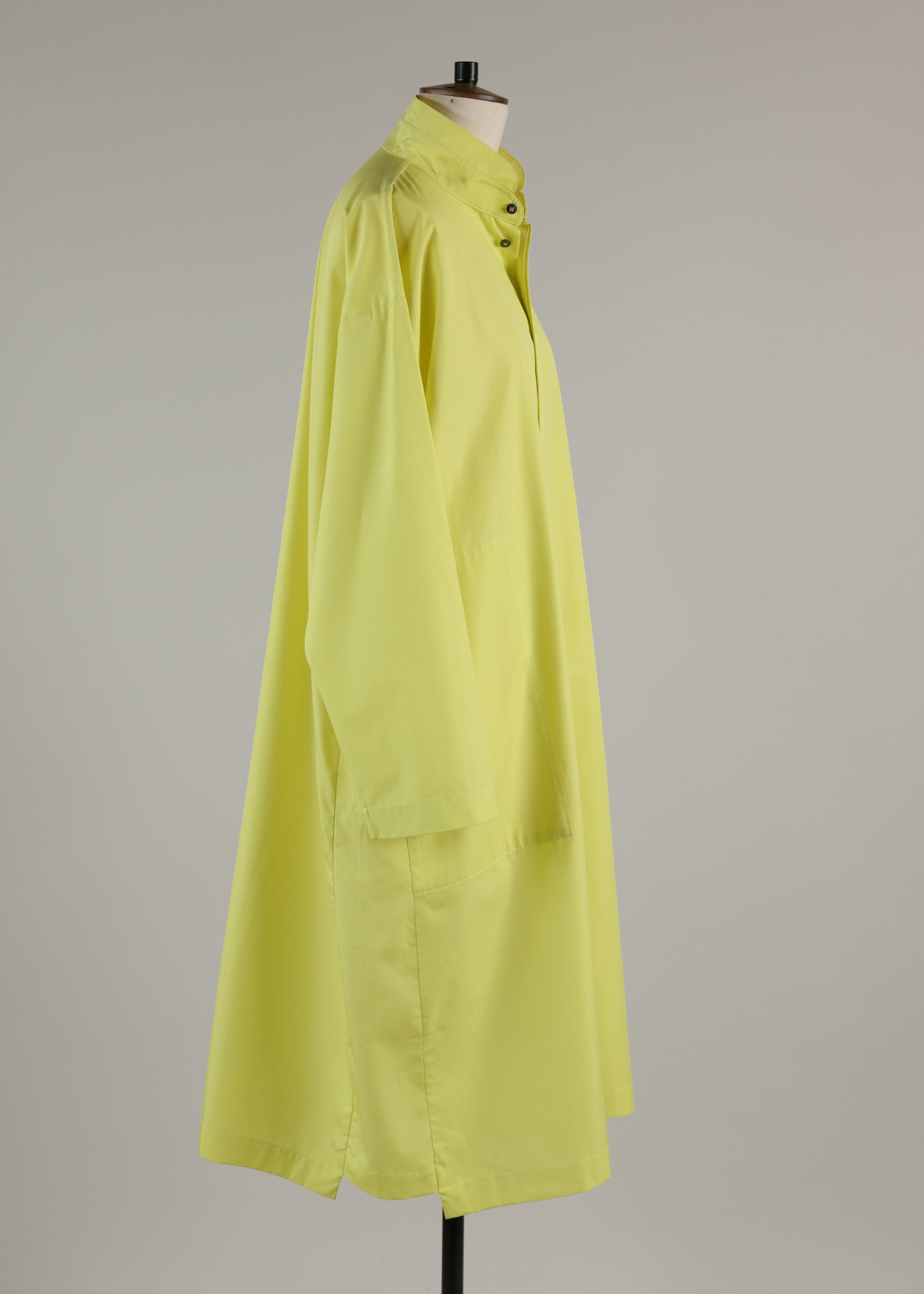 slim a-line double stand collar shirt dress with stepped inserts - 3/4 length