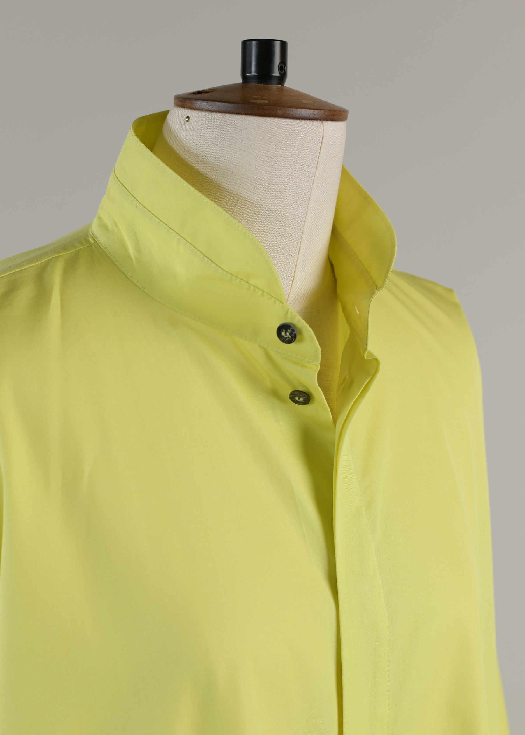 slim a-line double stand collar shirt dress with stepped inserts - 3/4 length