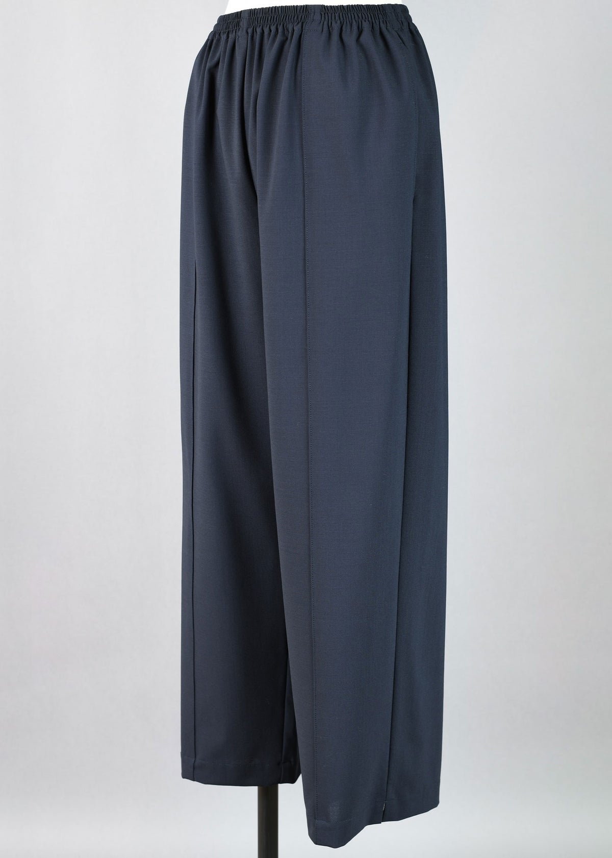 wool longer japanese trs w/ front seam stitch detail