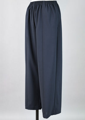 wool longer japanese trs w/ front seam stitch detail