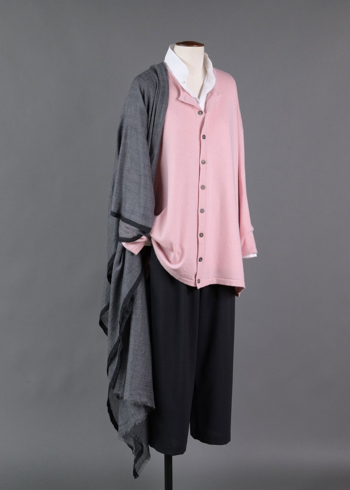 cashmere angle-to-front round neck cardigan - long