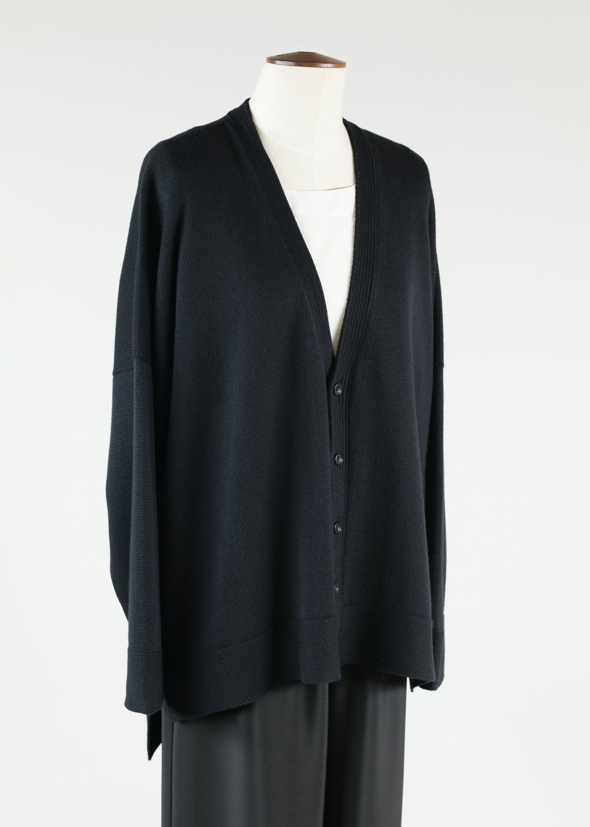 3/4 width longer back v-neck button cardigan - mid plus