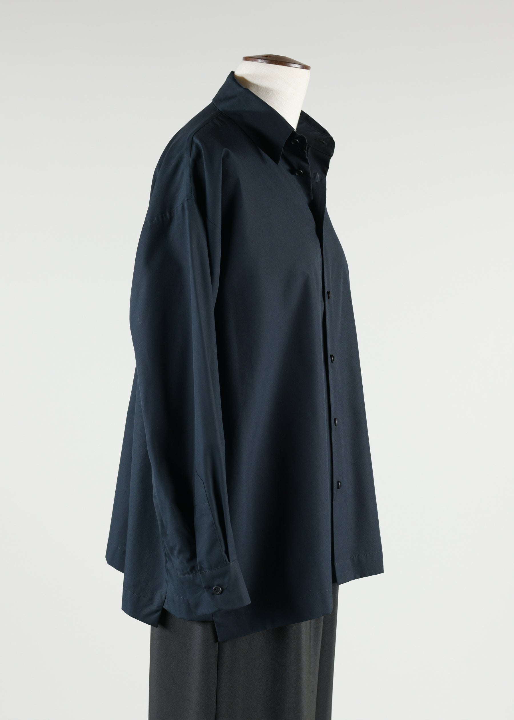 slim a-line shirt with collar and stepped inserts - long