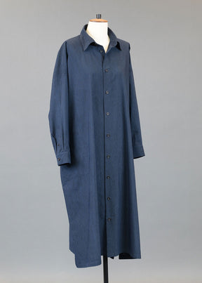 cotton wide a-line shirt dress with collar