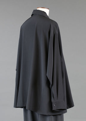 silk side pannelled shirt with collar and folded cuff - long