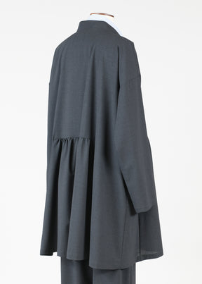 wool a-line mandarin jacket with pleated panels - long plus