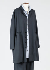 wool a-line mandarin jacket with pleated panels - long plus
