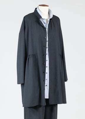 wool a-line mandarin jacket with pleated panels - long plus