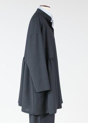 wool a-line mandarin jacket with pleated panels - long plus