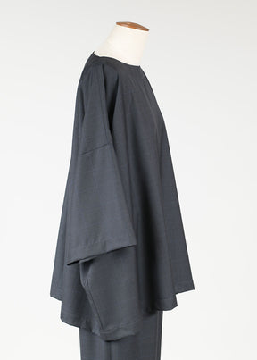 wool 3/4 sleeve bateau neck tunic - long