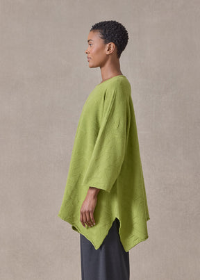 cashmere geometric diamonds 3/4 sleeve dps bateau neck sweater - mid plus (limelight)