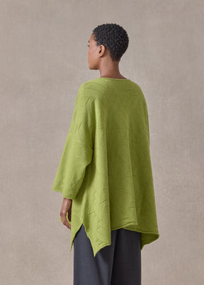 cashmere geometric diamonds 3/4 sleeve dps bateau neck sweater - mid plus (limelight)